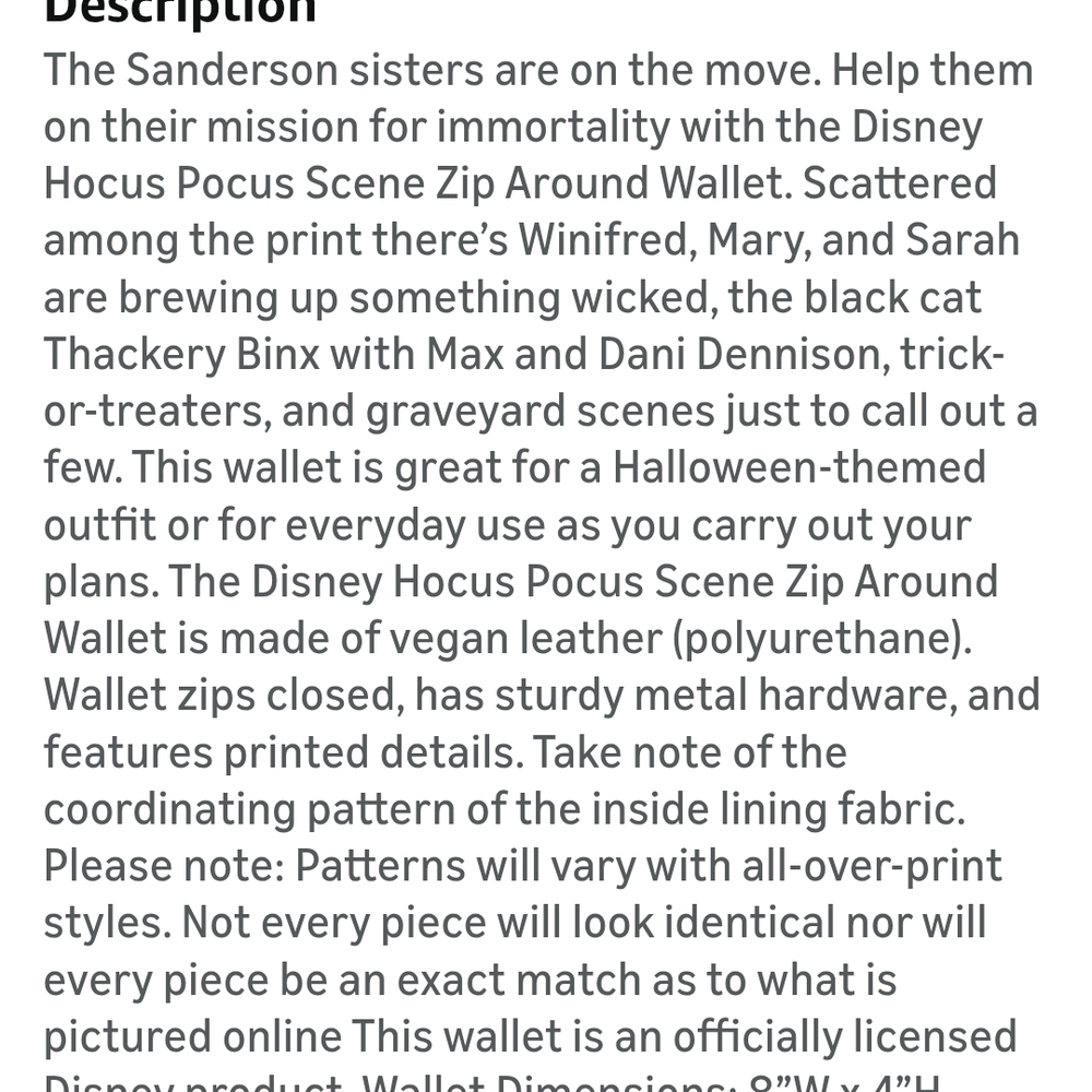 Hocus Pocus Loungefly Disney Zip Wallet - Black and Purple - Picture 6 of 6